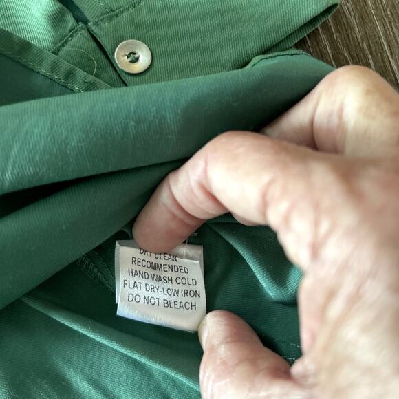 90s Vintage Anthropologie Comme Toi Green Bib Retro Style Blouse - Size Small - Picture 6 of 6